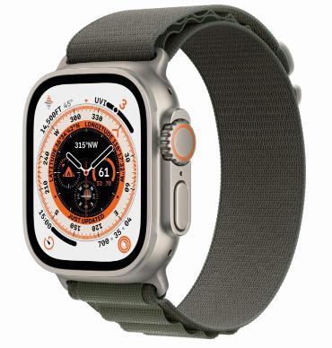 Apple Watch Ultra 49mm Titán - zelený remienok S